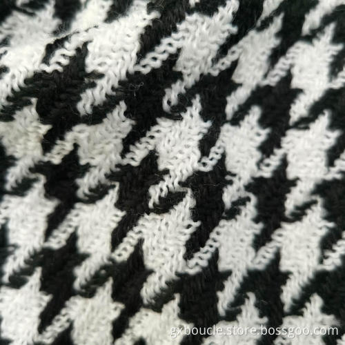 Boucle poly houndstooth design fabric